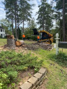skid steer cleaning up debris